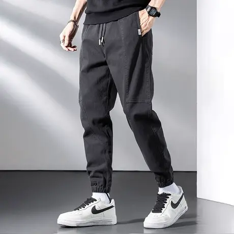 长裤子男秋冬款宽松潮流百搭灰色运动裤九分抽绳小脚束脚休闲卫裤商品大图