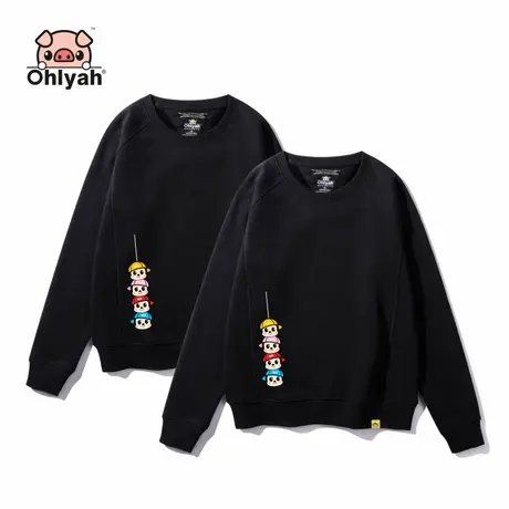 Ohlyah情侣装冬装卫衣男女加绒加厚宽松套头圆领学生上衣班服定制商品大图