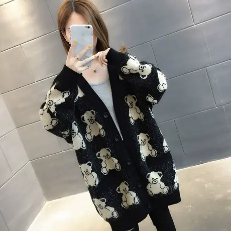 毛衣2023新款女装秋冬季秋款秋装针织开衫宽松外套中长款百搭洋气图片