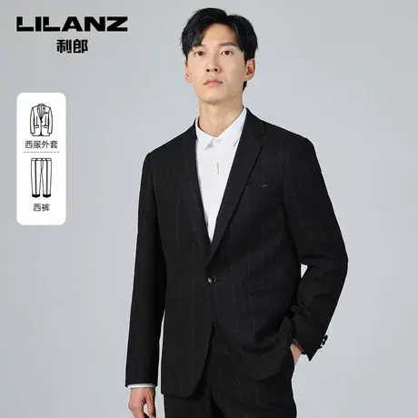 利郎西服套装男竖条纹商务正装秋季婚礼结婚工作服西装图片