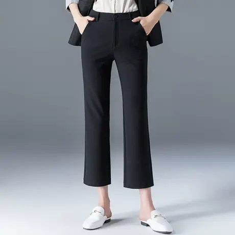 高腰黑色微喇西装裤女2023新款裤子春秋女裤休闲九分裤显瘦喇叭裤商品大图