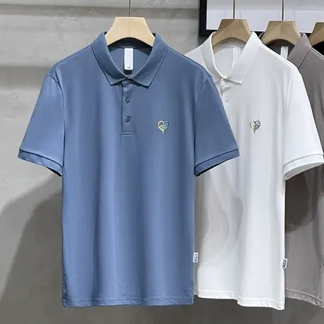 刺绣POLO衫男士短袖2023夏季新款潮流男装上衣服翻领t恤男潮牌ins商品大图