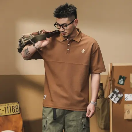 夏季薄款圆领POLO衫潮流百搭T恤纯色宽松休闲简约时尚舒适polo衫商品大图