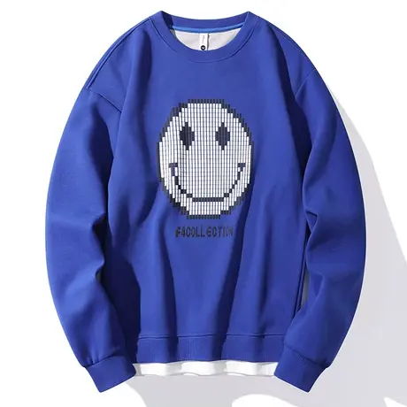 2022春秋季新款圆领卫衣潮流笑脸印花宽松休闲外套男士百搭上衣男商品大图