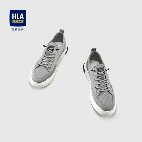 HLA/海澜之家系带休闲布鞋圆头透气轻便舒适耐穿有型绅士板鞋男商品大图