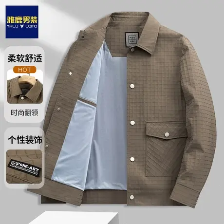 雅鹿男士外套春秋款休闲上衣服2024新款宽松翻领青年轻商务夹克男商品大图