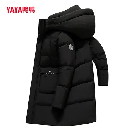 鸭鸭情侣羽绒服2023年秋季新款中长款加厚连帽休闲时尚保暖外套C图片