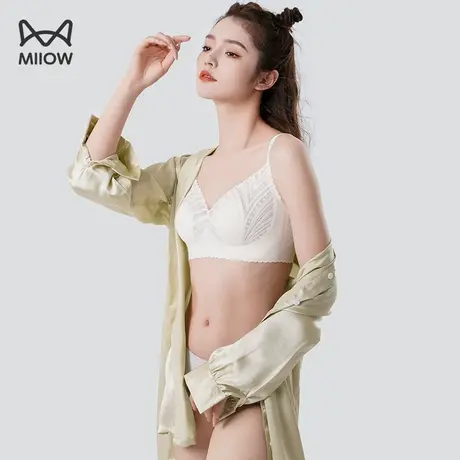 猫人内衣大胸显小女无钢圈收副乳防下垂透气兔耳朵水晶杯无痕文胸图片