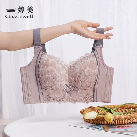 婷美内衣女大胸显小胸聚拢上托收副乳防外扩防下垂无钢圈文胸罩商品大图