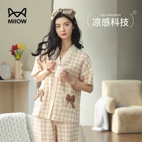 猫人睡衣女夏款纯棉短袖可外穿夏天家居服女款夏季薄款套装图片