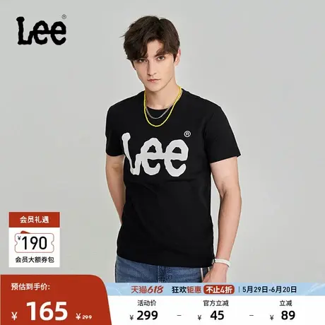Lee商场同款春夏经典大Logo印花圆领男款短袖T恤休闲LMT0065673RX商品大图