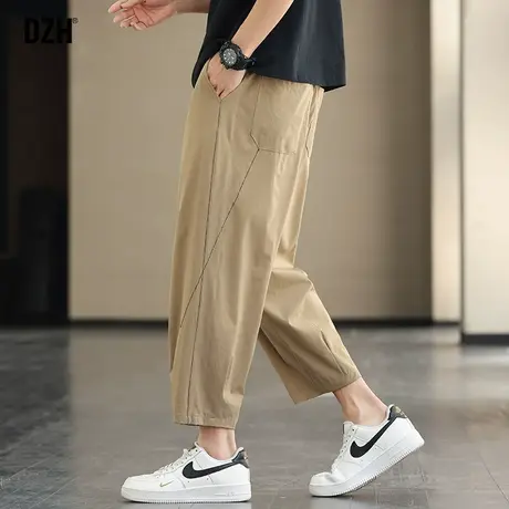 男士九分裤卡其色休闲裤男裤秋季哈伦裤子男宽松裤直筒运动裤男款商品大图