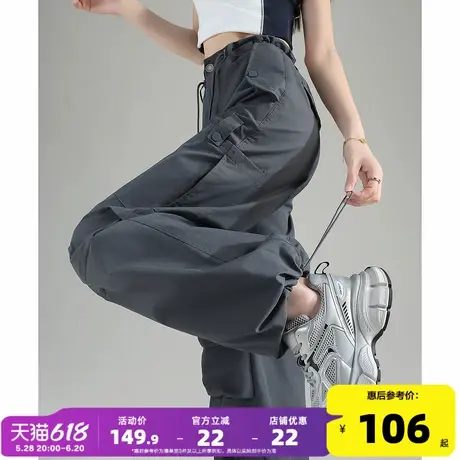 唐狮2025春夏季新款女休闲裤宽松美式大口袋直筒显瘦阔腿工装长裤商品大图