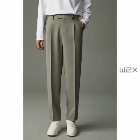 w2x春秋款肌理感休闲西装裤男垂坠感小西裤高级感痞帅长裤子男裤图片