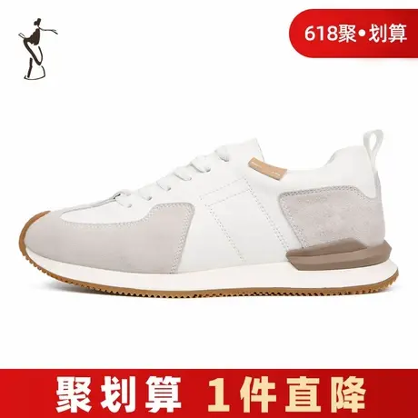 才子男鞋休闲板鞋男2024新款时尚潮流设计感小众软底舒适阿甘鞋子商品大图