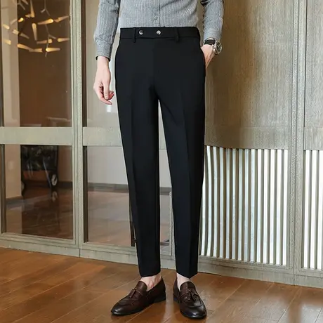 西裤男士春秋款商务正装修身韩版潮流高级感九分休闲小西装长裤子商品大图