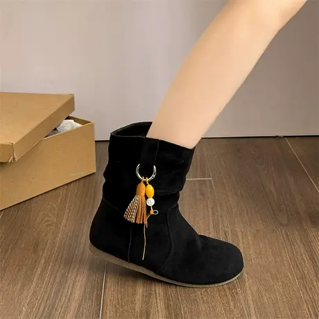 复古气质勃肯靴子女2025年新款秋季高级感短筒靴度假风配裙子女靴商品大图