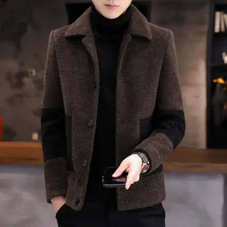 毛呢短夹克男2023秋冬新款韩版修身短款小风衣潮流帅气呢子外套男商品大图