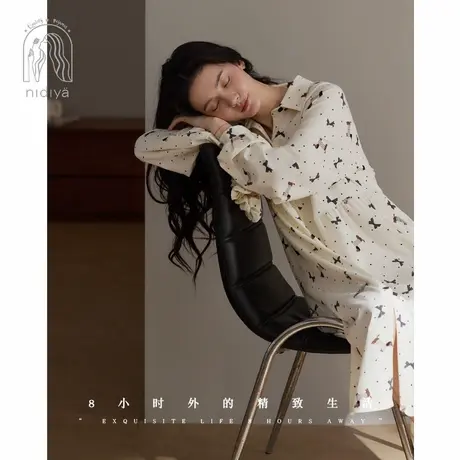 妮狄娅睡衣睡裙女秋季柔软棉长袖宽松娃娃裙春秋季减龄少女家居服商品大图