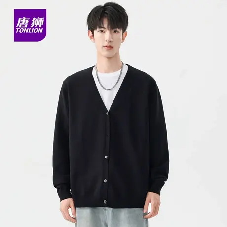 唐狮秋季薄款情侣毛线针织衫上衣服男士纯色休闲开衫外套女装潮AP图片