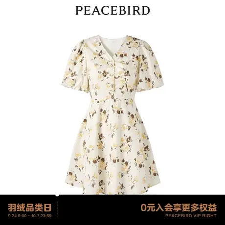 【商场同款】太平鸟女装2023年秋季新款V领印花连衣裙A1FAD3109图片