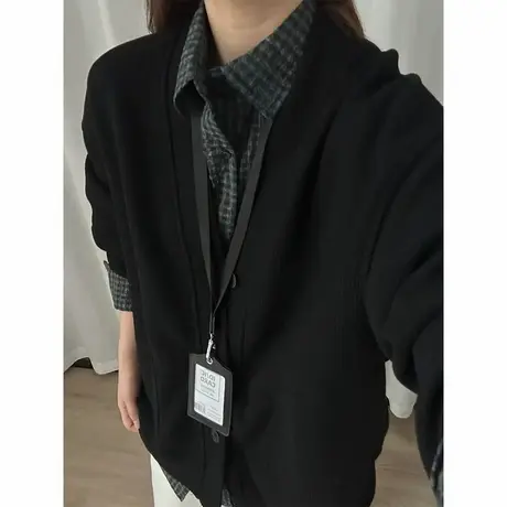日系复古慵懒风外套男女秋季cleanfit开衫v领卫衣高级感痞帅夹克商品大图