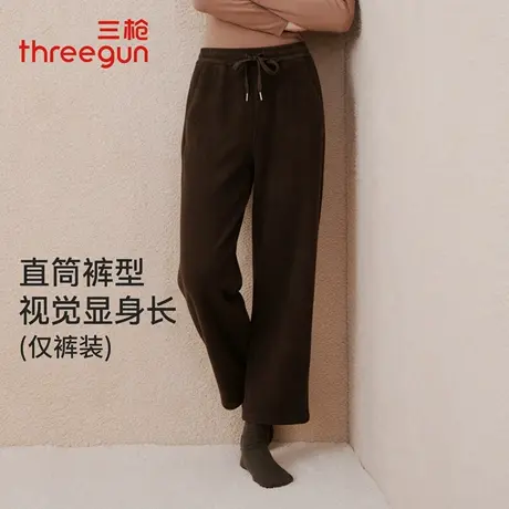 三枪休闲女裤女冬季新品加厚灯芯绒直筒裤垂感保暖阔腿裤通勤裤子商品大图