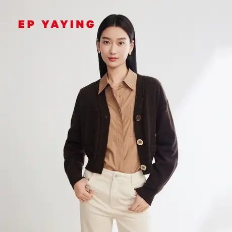 EP YAYING雅莹女装 牦牛绒羊毛混纺针织开衫 2023秋冬新款9135B商品大图