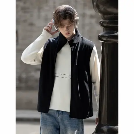 唐狮冬季男款摇粒绒马甲开衫男背心外穿内搭加厚男士上衣保暖TD图片