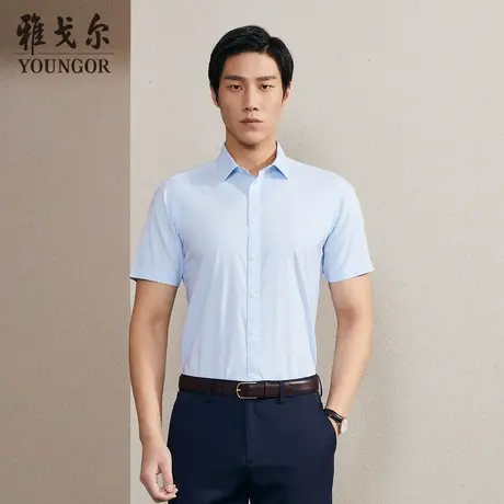 【冰爽丝】D系雅戈尔衬衫夏季短袖衬衫商务休闲舒适凉感棉弹衬衣商品大图