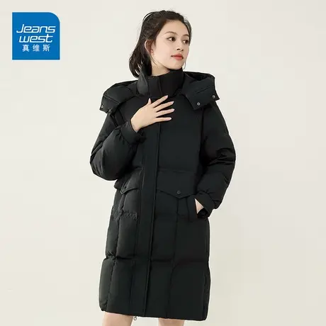 真维斯羽绒服女中长款2022新款时尚加厚韩版宽松休闲冬季爆款外套图片