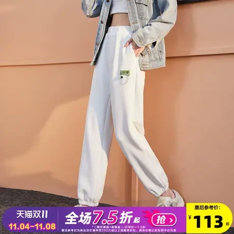 唐狮休闲裤女九分运动裤慵懒皮标秋季宽松肌理卫裤女生ins潮流A商品大图