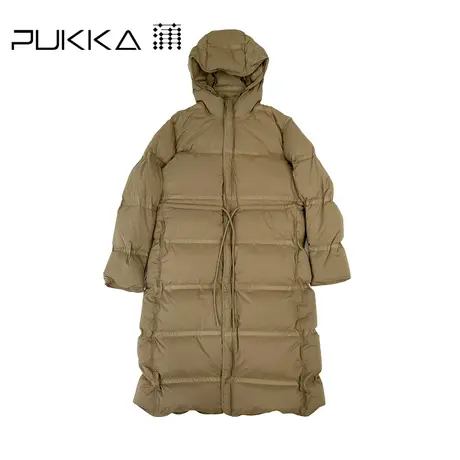 蒲PUKKA 羽绒服冬季女中长款连帽轻薄羽绒服棉服系带修身棉衣商品大图