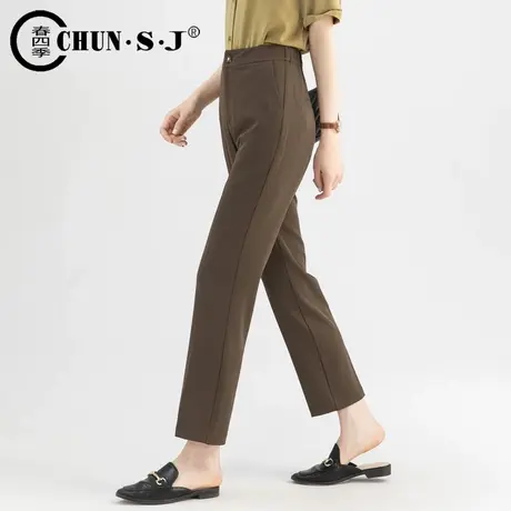 小个子直筒西装裤女高级感垂感西裤2023新款夏季薄款显瘦烟管裤商品大图