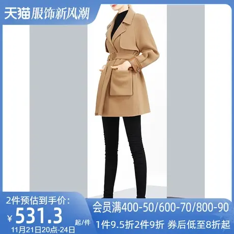 高端气质收腰短款毛呢外套女秋冬2023新款小个子驼色西装呢子大衣商品大图