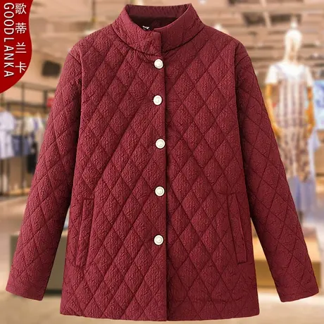 大码中老年妈妈秋冬棉衣女2023新款时尚立领加厚保暖休闲棉服外套图片