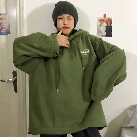 waitmore卫衣女2020秋冬ins宽松韩版bf慵懒风加绒加厚摇粒绒外套商品大图