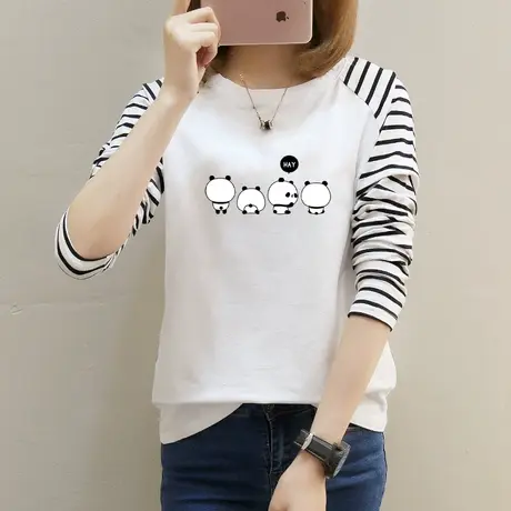 纯棉长袖t恤女士2023年春夏新款韩版宽松内搭春秋打底衫洋气上衣图片