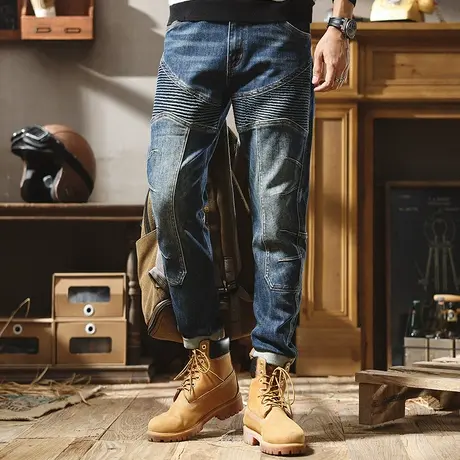 宽松直筒牛仔裤男士2022冬季新款时尚潮流弹力显瘦百搭休闲裤子男商品大图