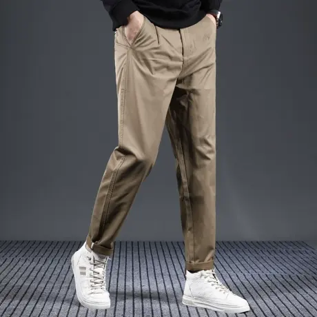 卡其色宽松直筒休闲裤子男2023新款秋季百搭弹力休闲男装裤子秋冬商品大图