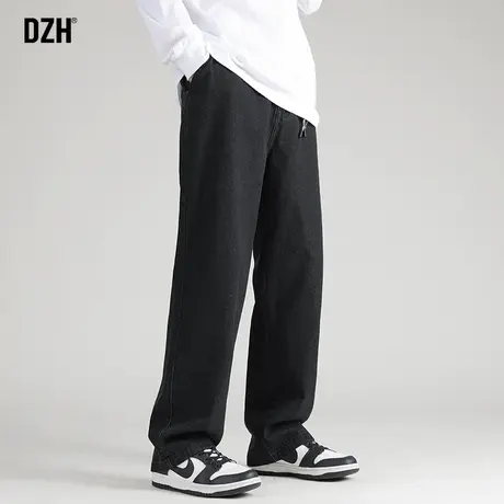 男士黑色牛仔裤男直筒宽松显瘦裤子高街ins潮休闲裤阔腿裤拖地裤商品大图