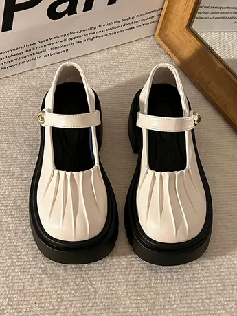 厚底粗跟法式玛丽珍女鞋2023年夏季新款配裙子小皮鞋高跟乐福单鞋商品大图