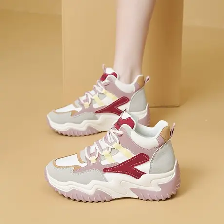 高帮女鞋2023秋季新款学生运动鞋软底休闲跑步鞋显脚小老爹鞋超火商品大图