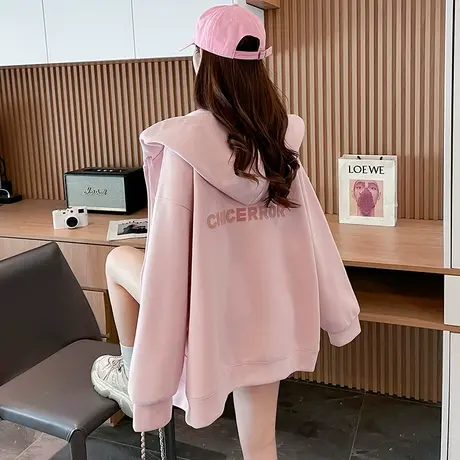 连帽卫衣女2023新款爆款秋冬季韩版宽松加绒加厚洋气减龄开衫外套图片