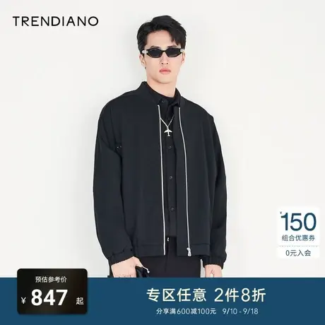TRENDIANO官方男装冬季新款飞行员羊毛毛呢外套商品大图