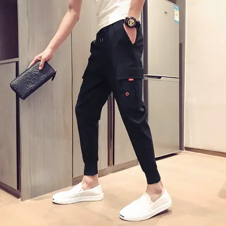 2023夏季网红社会时尚小伙工装九分裤潮牌潮流小脚休闲裤男哈伦裤商品大图