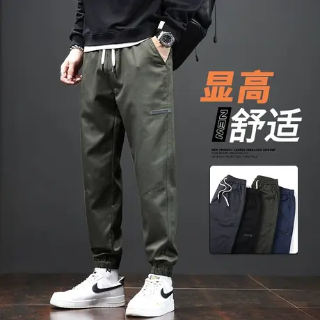 冬季新款男装军绿色美式工装秋冬款男士潮牌痞帅束脚哈伦休闲裤子商品大图