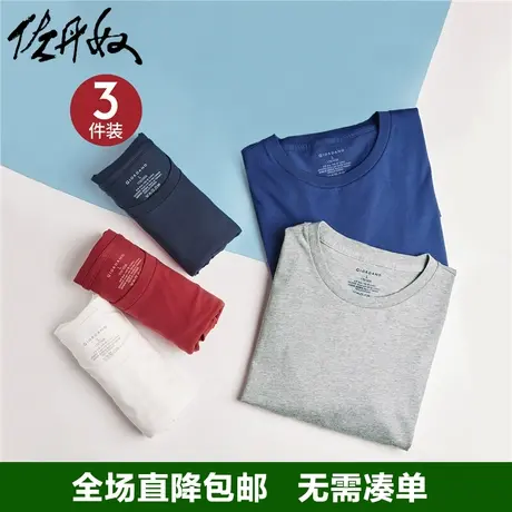佐丹奴3件装T恤男短袖t恤纯棉圆领内搭t恤男士全棉半袖衫01245504商品大图
