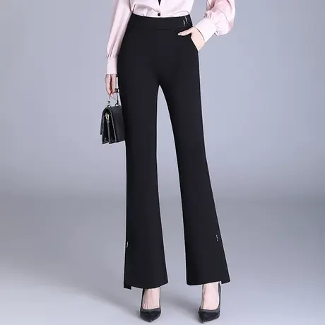 时尚开叉微喇叭裤女春季2024新款高腰垂感显瘦西装长裤休闲职业裤商品大图