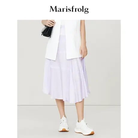 【商场同款】玛丝菲尔2023年夏季新款淡紫色弧形圆摆修身半身裙图片
